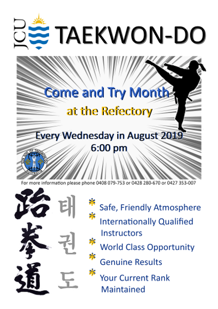 JCU TKD ComeTryAug2019 Poster 426x602